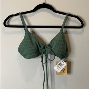 NWT REEF GREEN RIBBED BRALETTE